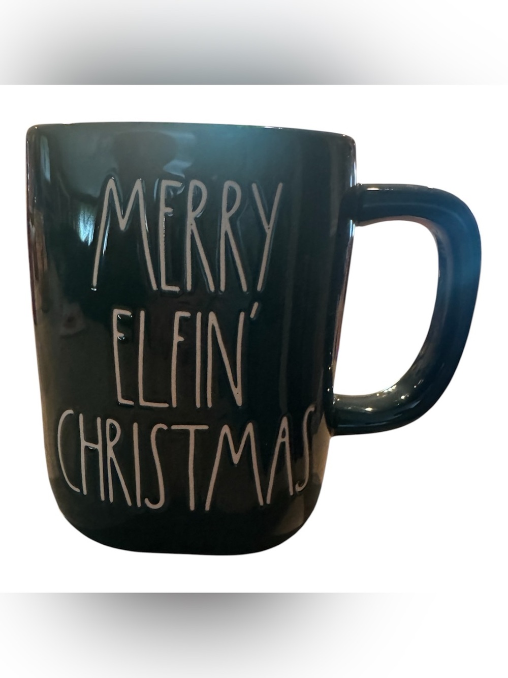 Rae Dunn "Merry Elfin' Christmas" Green Ceramic Holiday Coffee Mug – Like New